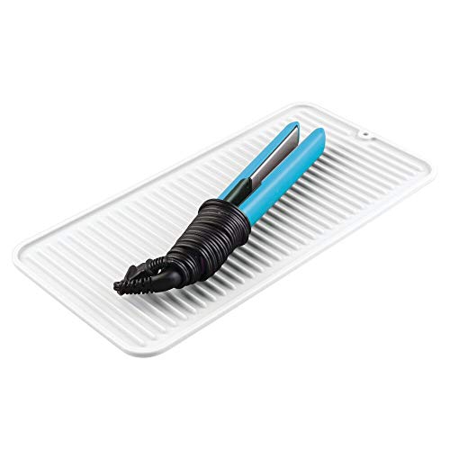 mDesign Silicone Heat-Resistant Hair Care Styling Tool Mat Tray for Resting Curling Irons