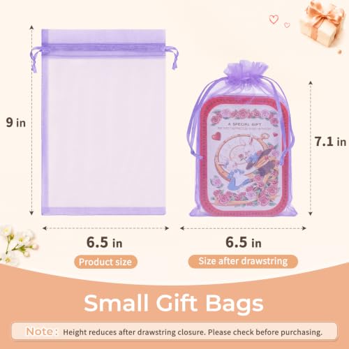 Image of Crweety 50PCS Organza Bags 6x9 Light Purple Small Gift Bags Mesh Drawstring | Party Favor Goodie Bag Bulk, Jewelry Sachet Candy Treat Soap Makeup Pouches, Wrap for Wedding Baby Shower Birthday Halloween