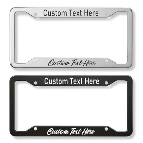 Stainless Steel Custom License Plate Frame - Rust-Proof Metal Car License Plate Holder for Front or Rear - Automotive Exterior Car Accessories for Women and Men - Including Screws (Sliver)