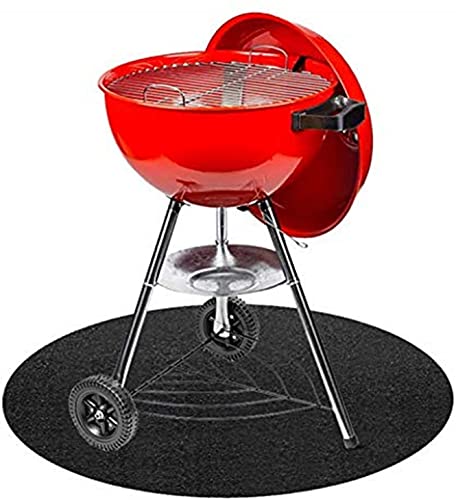 Grillmatte BBQ Matte 27/36in Rund Grillteppich, Feuerschalenschutz, Bodenölbeständige Grillmatte, Als perfekte bodenschutz Unterlage für Gas u. Holzkohlegrill, Für Ofen, Kamin, Grill, Garten, Outdoor Cover