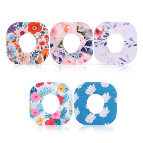 25 Sheets Adhesive Patches for Dexcom G7, Waterproof Flower Theme Tape, Accessories for G7 Sensor (5 Styles)