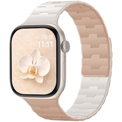 Bracelet aimanté Apple Watch silicone souple 45mm 49mm iWatch Ultra 2 Series 10 9 8 double aimant