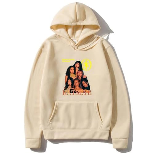 Easwisa Felpa con Cappuccio Katseye The Beautiful Chaos Tour 2025 Merch Uomo/Donna Moda Felpa Maniche Lunghe Abbigliamento Autunno/Inverno Maglione-Khaki||s