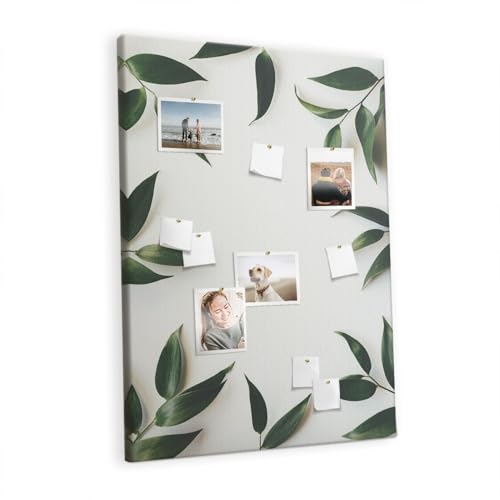 Planche horizontale liège naturel 100x140 cm avec cadre de feuilles vertes métalliques