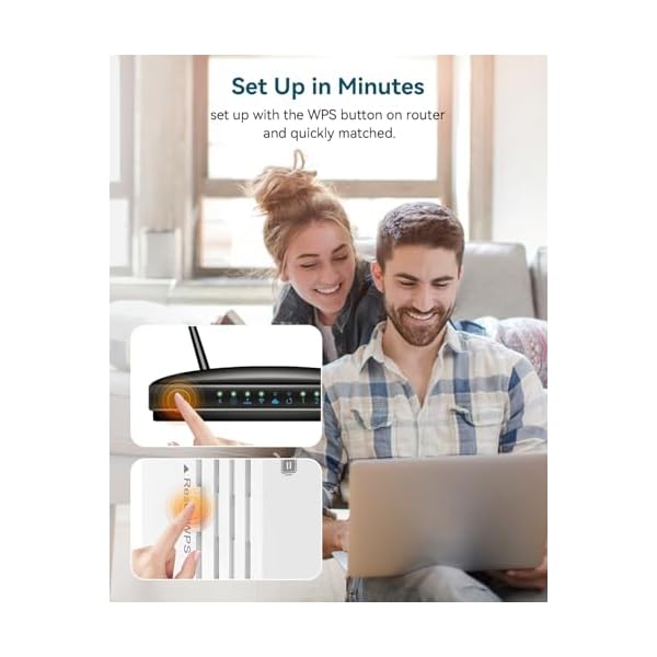 2 - Port WiFi Extender Signal Booster, WiFi Extender with 4 Antennas 1200Mbps Dual - Band, WiFi Booster with 3 Modes Support, WiFi Repeater with 12880 Sq.ft 105 Devices, Wall - Mount Booster - Image 4