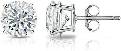 Gem Stone King 925 Sterling Silver White Cubic Zirconia Stud Earrings For Women Men (2.00 Cttw, Round 6MM) - Image 2