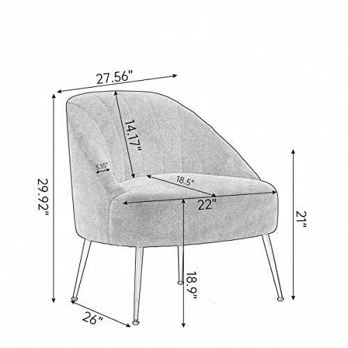 Accent Chair, Upholstered Accent Armchairs With Black Metal Legs, Occassional Chair Upholstered Chair Comfy Lounge Chair Sofa Side Chair For Living Room Bedroom Dining Room Office, Dark Gray #TOP5