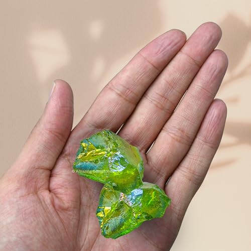 Image of Amazing Gemstone Apple Aura Quartz Raw Crystals and Healing Stones, Natural Rocks for Meditation - DIY Raw Stones and Crystals, 2 Pieces