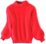 Angora Sweater Women Angora Cashmere Blend Loose Warm Sweater Crewneck Knit Pullover Turtleneck Sweater (US, Alpha, One Size, Regular, Regular, Red)