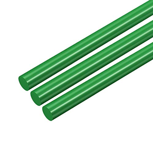 uxcell 3pcs Plastic Round Rod 1/4 Inch Dia 20 Inch Length Green (POM) Polyoxymethylene Rods Engineering Plastic Round Bars(6mm)