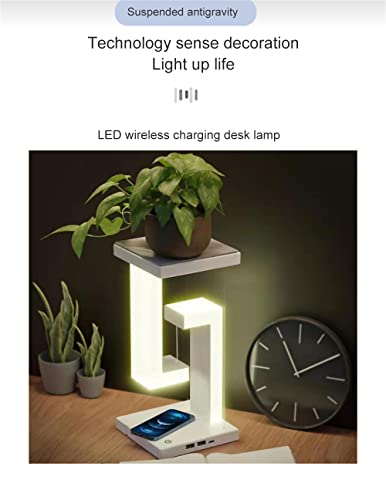 Luminária de mesa, suspensão anti-gravidade carregador sem fio, lâmpada de LED com função de carrega