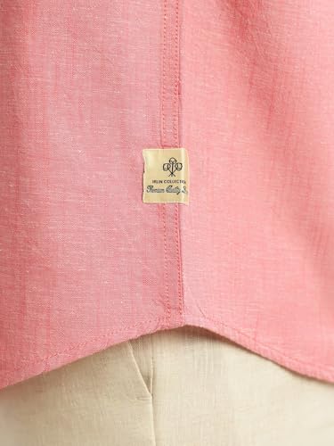 Image of Thomas Scott Men's | Solid | Linen Blend | Slim Fit | Short Sleeve | Spread Collar | Casual |Shirts for Men