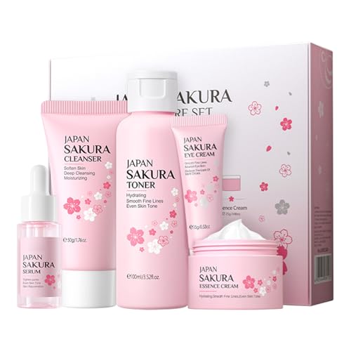 wimony Skincare Set Skin Care for Teenage Girls Gift Set Facial Care Sets&Kits with Cleanser Toner Serum Eye Essence Serum Travel Kit for Pores Blackheads Exfoliate All Skin Types (5PCS)