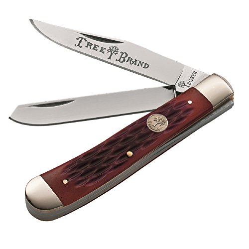 Boker Knives 110747 Trapper Jigged Pocket Knife, Red Bone