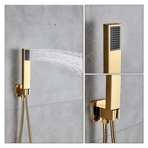 Colonne de douche dorée avec mitigeur thermostatique chic et pommeau effet pluie - 3