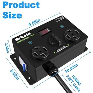 Sekelo Ev Manual Charging Switch for E Ev Dryer, Nema 14-30, 240V, 25A Power Splitter Switch, with a Safety Circuit Breaker, Manually Operated Selector, Plug and Play