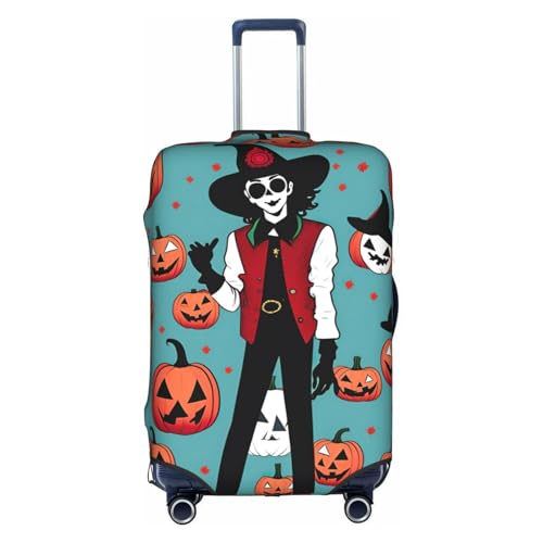 Cvnbmakk Happy Halloween Day プリント 旅行荷物カバー、防水防塵保護カバー 18-32インチのスーツケース用, ホワイト, S