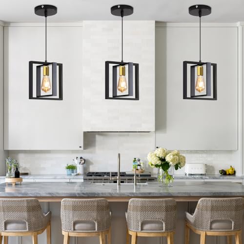 Matven Black Farmhouse Pendant Light,Farmhouse Kitchen Island,E26,Dining Room Light Fixture,Rustic Chandeliers Light Over Table for Kitchen, Island, Dining Room, Entryway, Foyer(3 Pack) by Matven - Image 9
