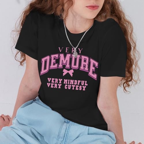 Bow Shirt Preppy Aesthetic Cute Shirts for Teens Girls Letter Printed Coquette Cotton T Shirts Summer Casual Tops3