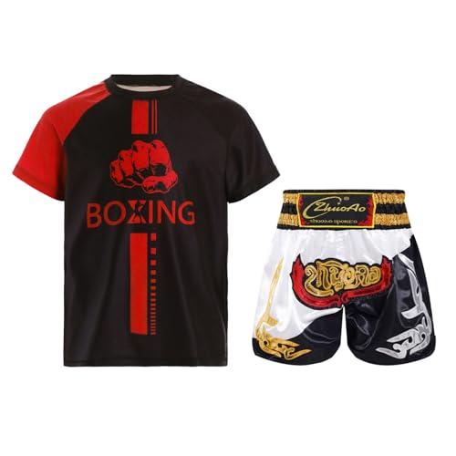 Tenue vêtement muay thai enfant anti-transpiration short t-shirt boxe 13-14 ans