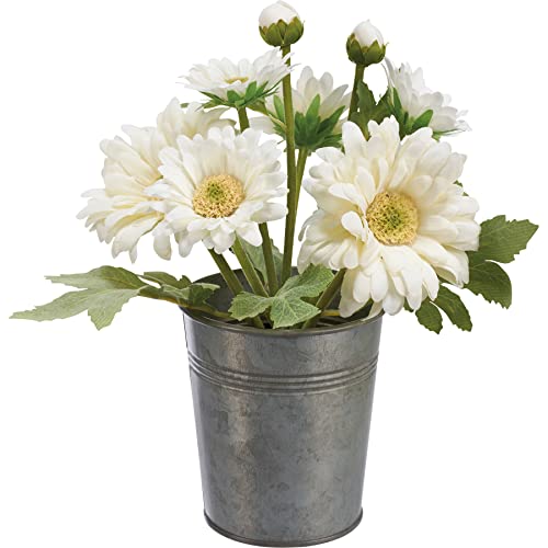 Primitives-by-Kathy-Faux-Gerbera-Daisies-Metal-Bucket-Planter Primitives by Kathy Faux Gerbera Daisies Metal Bucket Planter