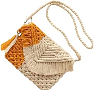 KARIMA CRAFT Handmade Macramé Sling Bag for Women – Boho Chic Crossbody Bag with Tassel | Cotton Rope Shoulder Bag for Cas...