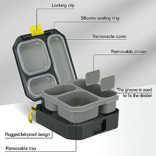 Image of wiwens Bento Lunch Box for Kids with 12oz Soup Thermo Leak-Proof Lunch Food Container with 5 Compartment Thermo Hot Food Jar and Insulated Lunch Bag for Kid Toddler Girls Boys to School