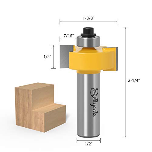 1/2 Inch Shank Rabbet Router Bit With 6 Bearings Set, Sellyoak Multi Rabbeting Router Bit Set For Multiple Depths (1/8", 1/4", 5/16", 3/8", 7/16", 1/2" Interchangeable And Adjustable Bearings) #TOP2