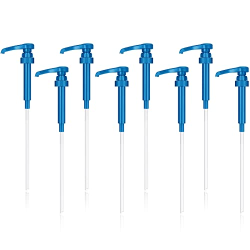 Image of Zopeal 8 Pieces Coffee Syrup Pump Dispenser Fits 750ml /25.4oz Bottles, Skinny Syrup Pump for Coffee Flavoring, Creamers, Caramel, Beverages, Kitchen Cafe Bar Drinking Mixes Food Dispenser(Blue)