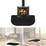 Feuerfeste Matte Kamin, 0.2 x 102 x 50 cm Halbkreisförmiger Holzofenfeuermatte für Holzofen, Kaminfeuermatte mit Ofen, um Den Boden vor Funken, Schwarz zu schützen