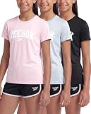 Reebok 3 Pack Girls' Dry Fit T Shirts Athletic Crew Neck Running Kids Tees