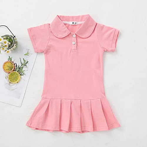 Toddler Baby Girls Pol𝐨 Dress Embroidered Short Sleeve Pleated Tennis Dress A-Line Playwear Sundress2