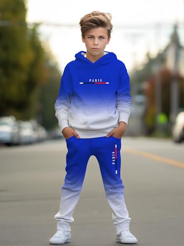 Image of boys' clothing sets, 2-Piece Hoodie & Pants Outfits for Boys Size 4-14 | Lightweight Non-Fleece Fall & Spring Clothing Sets