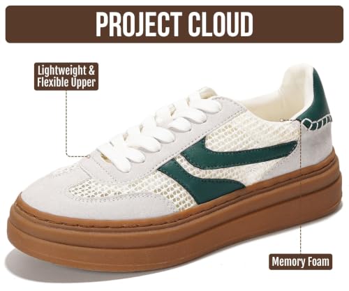 Image of Project Cloud Platform Sneakers for Women Footwear - Memory Foam Insole Womens Shoes, Lightweight and Non-Slip Sole Lace Up Fashion Sneakers for Women 2026 (Volley)