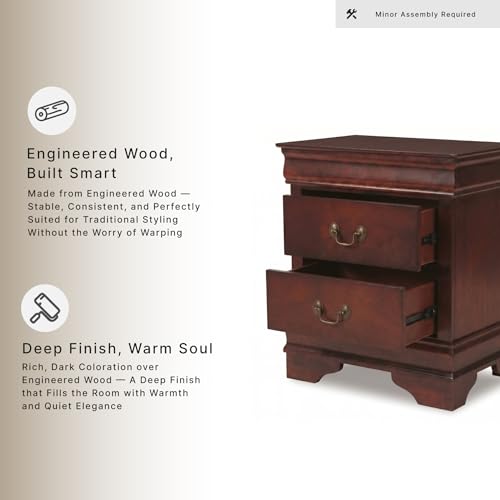 Signature Design by Ashley Alisdair 2 Drawer Nightstand, Reddish Brown - image 4