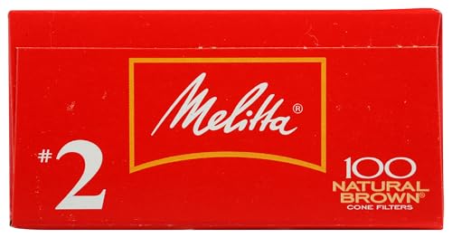 Image of Melitta #2 Cone Coffee Filters, Natural Brown, 100 Count - Fits all 2-6 Cup Cone Coffee Makers and 1-cup Pour-Over Brewers, Compostable, Tear-Resistant, Made in USA