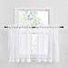 NICETOWN Sheer Curtains for Kitchen Window - Home Fashion Faux Linen Rod Pocket Great Vertical Voile Drapes for Small Windows (White, Set of 2 Panels, 55" Wide x 36" Long)