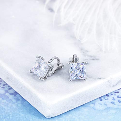 Yoqucol AES054 2 Pairs Clip On Earrings 8Mm Cubic Zirconia Crystal Non Pierced Clip On Stud Earrings thumb #8