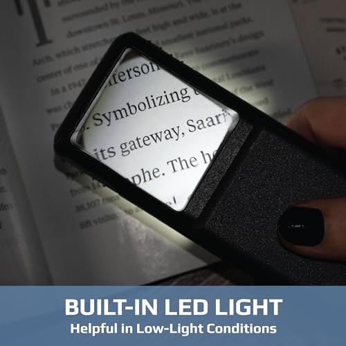 Carson MiniBrite LED Lighted Slide-Out Aspheric Magnifier with Protective Sleeve (PO-55), 5X, Gray by Carson - Image 8