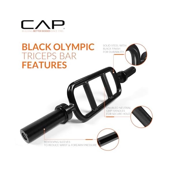 CAP 2-Inch Olympic Triceps Bar, Black, 200lb Capacity - Image 3