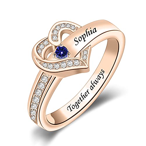 Missnana Personalized Mothers Rings With Simulated Birthstones Engraved 1-8 Family Names Mother's Day Rings Custom Love Heart Family Rings For Women (1 Birthstone) #TOP2