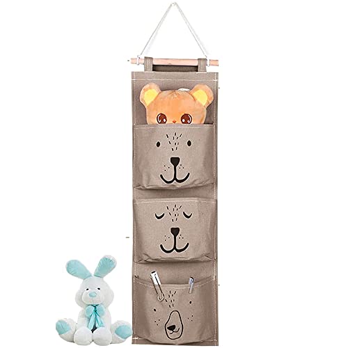 ZTTFIONI Sac à Suspendre au Mur, Sac Rangement Suspendu, Sac Suspendu en Tissu, Sac Suspendu Pliable, Sac Rangement pour Salle de Bain, Rangement Muraux À Suspendre avec 3 Poches, pour Storage (Gris)