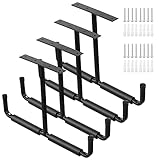 Ihomepark Overhead Garage Storage Rack, Heavy Duty Ceiling Mounted Garage Hooks Utility Hanger for Lumber Bike Tools(4 Pack, Black)