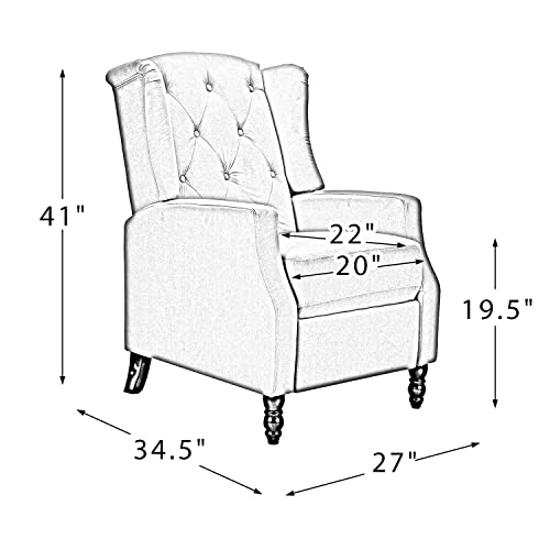 Upholstered Wingback Recliner Chair, Traditional Push Back Recliner Sofa, Mid Century Modern Lounge Armchair For Living Room, Home Theater Accent Chairs Recliners Couches (Garden) #TOP5