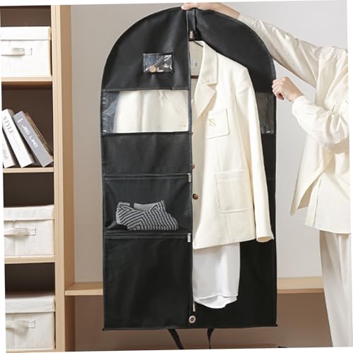 Heavy Duty Garment Bag, 43 Inch Suit Bag with 2 Large Mesh Pockets and 2 Carry Handles, Garment Duffle Storage with Visual Window for Travel, Shirts, Coats, Dresses, Suit4