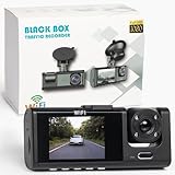 CamHandy 3-Channel Dash Cam – 1080P Front, Cabin & Rear Car Camera with Night Vision, G-Sensor, Motion Detection, 24/7 Parking Mode – for Cars, Trucks, SUVs & Rideshare Drivers