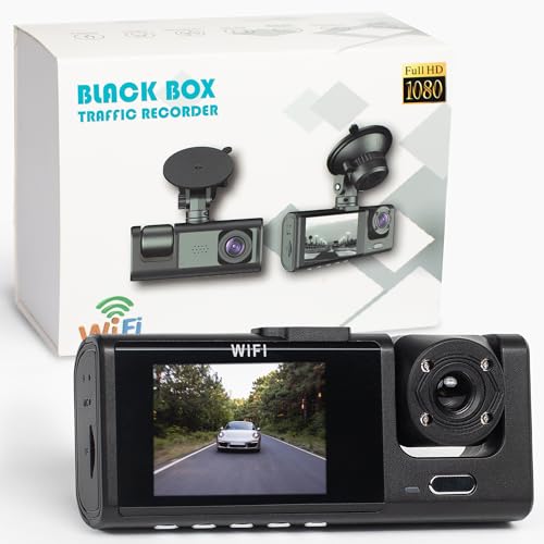 CamHandy 3-Channel Dash Cam – 1080P Front, Cabin & Rear Car Camera with Night Vision, G-Sensor, Motion Detection, 24/7 Parking Mode – for Cars, Trucks, SUVs & Rideshare Drivers