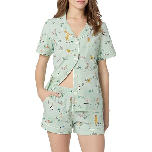 Image of Bed Head PJs Womens Matching Pajamas - Soft Organic Short Sleeve Button Down PJ Shirt & Shorts Set - Sleepwear & Loungewear
