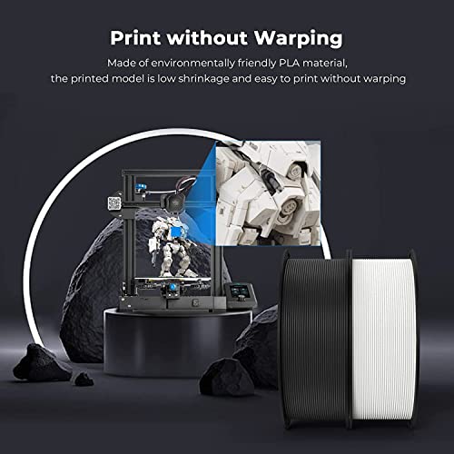 Ender PLA 3D-printfilament 1,75 mm 2x1 kg spoel zwart wit, lage krimp, klitvrij, milieuvriendelijk, nauwkeurig - Afbeelding 4