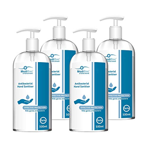 MediBac Antibacterial Hand Sanitiser Gel | 75% Alcohol | Pump Bottle | 500ml - Pack of 4